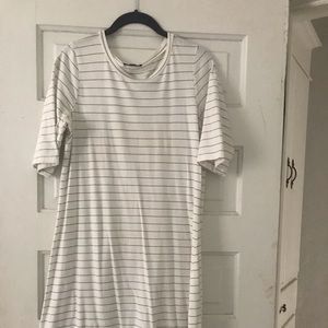 White Roolee Dress with Light Blue Stripes, Large